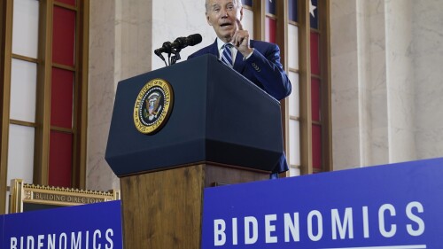 President Joe Biden delivers remarks on the economy, Wednesday, June 28, 2023, at the Old Post Office in Chicago. (AP Photo/Evan Vucci)