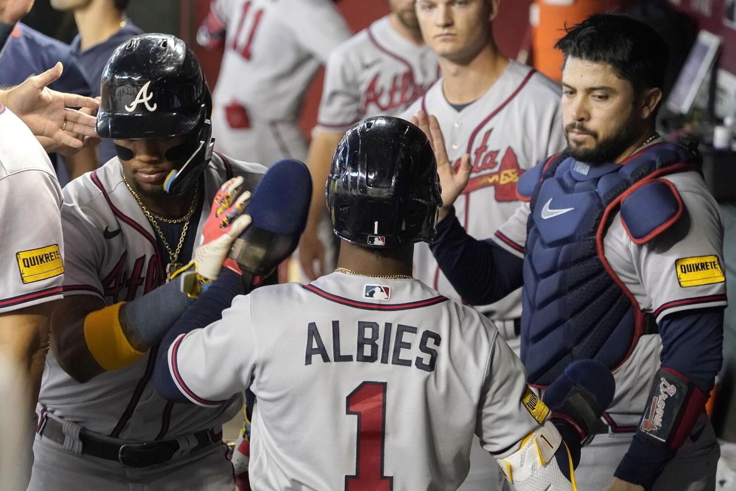 Phoenix, United States. 03rd June, 2023. Atlanta Braves left fielder Eddie  Rosario (8) triples during a MLB game against the Arizona Diamondbacks,  Saturday, Jun 3, 2023, at Chase Field in Phoenix, AZ.