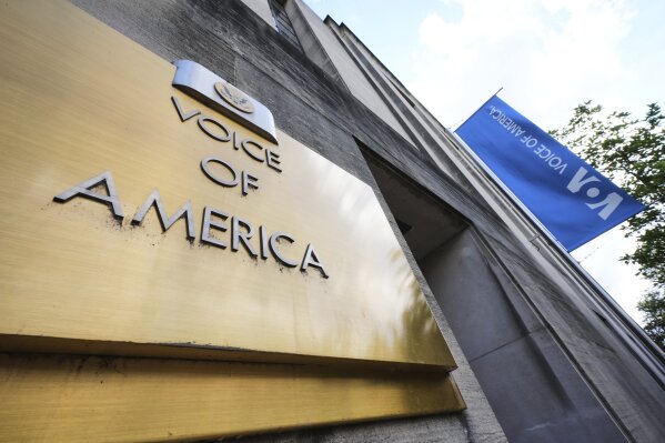 This is the Voice of America building in Washington, May 5, 2025. (AP Photo/Gene J. Puskar)