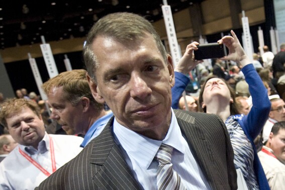 Vince McMahon stands at Republican state convention in Hartford, Conn., May 18, 2012. (AP Photo/Jessica Hill, File)