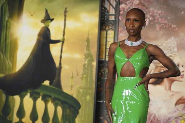 FILE - Cynthia Erivo arrives at the premiere of 'Wicked' at the Dorothy Chandler Pavilion in Los Angeles, Nov. 9, 2024. (Photo by Jordan Strauss/Invision/AP File)