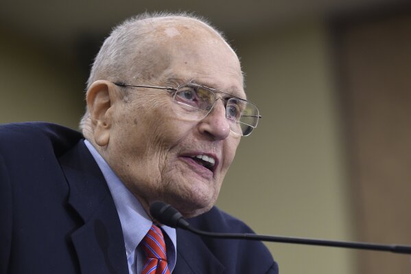 
              In this July 29, 2015 photo, former Rep. John Dingell, D-Mich., speaks at an event marking the 50th Anniversary of Medicare and Medicaid on Capitol Hill in Washington. A person familiar with the situation says Dingell, the longest serving member of Congress in American history, is receiving hospice care. His wife, U.S. Rep. Debbie Dingell, tweeted Wednesday morning, Feb. 6, 2019, that she was with him at their Michigan home. (AP Photo/Susan Walsh)
            