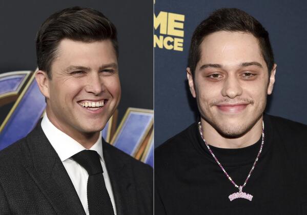 This combination of photos shows "Saturday Night Live" cast members Colin Jost at the premiere of "Avengers: Endgame" in Los Angeles on April 22, 2019, left, and Pete Davidson at the premiere of "Big Time Adolescence" in New York on March 5, 2020. The pair have purchased a decommissioned Staten Island Ferry boat with plans to turn it into New York’s hottest club. (AP Photo)