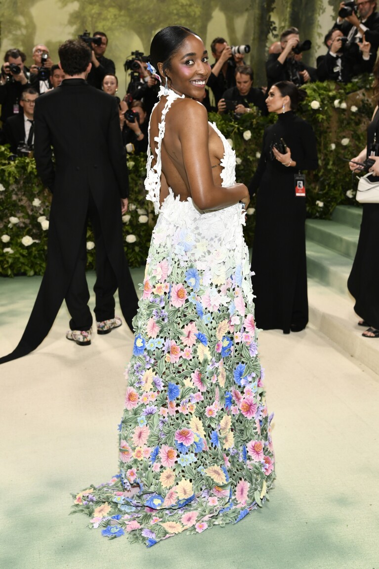 Ayo Edebiri attends The Metropolitan Museum of Art's Costume Institute benefit gala celebrating the opening of the "Sleeping Beauties: Reawakening Fashion" exhibition on Monday, May 6, 2024, in New York. (Photo by Evan Agostini/Invision/AP)