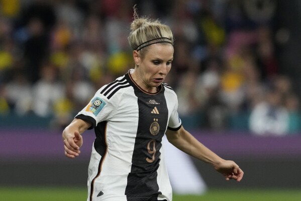 Germany's Svenja Huth controls the ball during the Women's World Cup Group H soccer match between Germany and Colombia at the Sydney Football Stadium in Sydney, Australia, on July 30, 2023. Huth announced her decision to retire from the national team but she will continue to play club soccer. (AP Photo/Mark Baker)