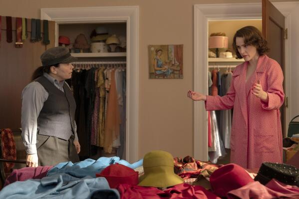 This image released by Amazon Prime Video shows Alex Borstein, left, and Rachel Brosnahan in a scene from "The Marvelous Mrs. Maisel." (Philippe Antonello/Amazon Prime Video via AP)