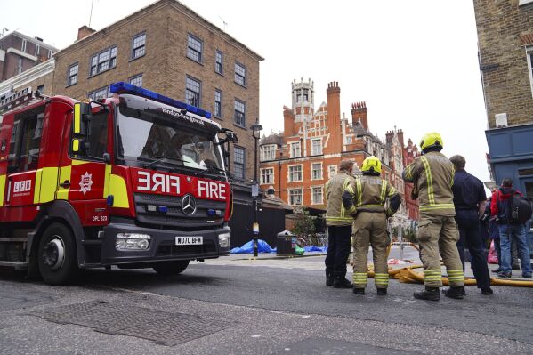 Firefighters from the Chiltern Fire Station in central London (James Manning/PA via AP) after the fire broke out on Valentine's Day on Saturday, February 15th, 2025
