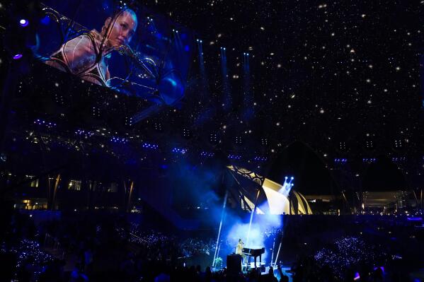 Singer Alicia Keys performs at Dubai Expo 2020 in Dubai, United Arab Emirates, Friday, Dec. 10, 2021. (AP Photo/Jon Gambrell)