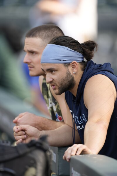 Bo Bichette of the Toronto Blue Jays before the game wearing a