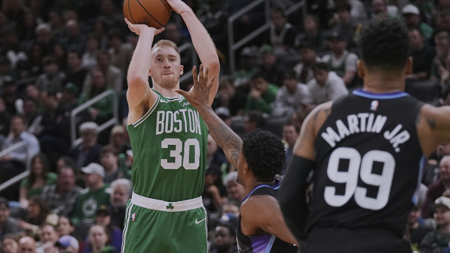 Sam Hauser sets Celtics record with 33 points, 9 threes in win over Jazz
