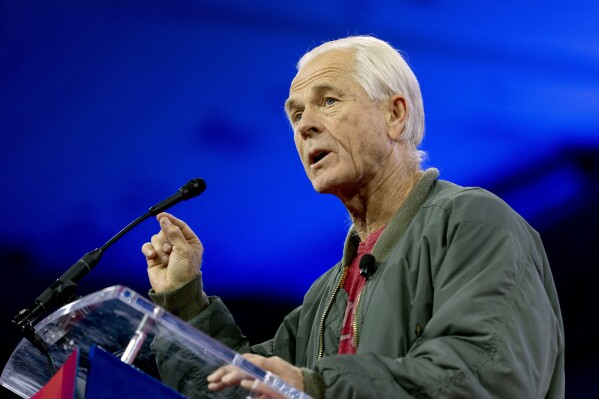 FILE - Peter Navarro, former director of the White House National Trade Council, speaks during CPAC at National Harbor, in Oxon Hill, Md., Feb. 24, 2024. An appeals court Thursday, March 14, denied Navarro’s bid to stave off his jail sentence on contempt of Congress charges for refusing to cooperate with a congressional investigation into the Jan. 6, 2021, attack on the U.S. Capitol. Navarro has been ordered to report to a federal prison by March 19. (AP Photo/Alex Brandon, File)