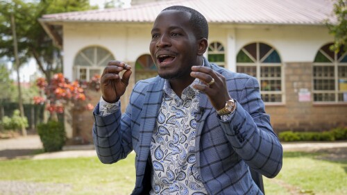 Former Facebook content moderator Nathan Nkunzimana speaks to The Associated Press in Nairobi, Kenya, Friday, June 9, 2023. Nearly 200 former content moderators for Facebook are suing the company and a local contractor in a court case in Kenya that could have implications for the work worldwide. (AP Photo/Khalil Senosi)