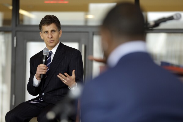 Andrew Brandt, director of the Jeffrey S. Moorad Center for Sports Law, speaks during a concussion symposium at Villanova University School of Law, in Villanova, Pa., March 15, 2013. (AP Photo/Matt Rourke, File)
