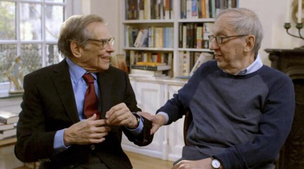 This image released by Sony Pictures Classics shows Robert Caro, left, and Robert Gottlieb in a scene from the documentary "Turn Every Page - The Adventures of Robert Caro and Robert Gottlieb." (Claudia Raschke/Wild Surmise Productions, LLC/Sony Pictures Classics via AP)