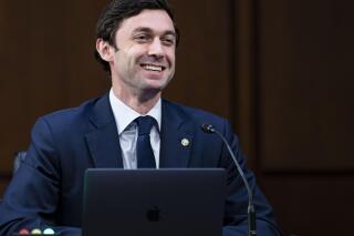 Sen. Jon Ossoff, D-Ga., speaks before the Senate Judiciary Committee, Feb. 22, 2021 on Capitol Hill in Washington. The Georgia senator is welcoming his first child. Sen. Ossoff said on social media Monday, Dec. 20, 2021 that his wife, Dr. Alisha Kramer, gave birth Friday to a daughter, Eva Beth Ossoff. (Al Drago/Pool via AP)