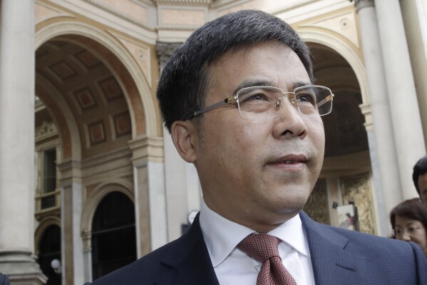 FILE - The then-Bank of China chairman, Liu Liange, arrives on the occasion of the Italy-China Financial forum, at Palazzo Marino town hall, in Milan, Italy, on July 10, 2019. The former chairman of the Bank of China has been indicted on bribery charges, prosecutors said Monday, Feb. 19, 2024, adding to a long list of business and government officials who have been brought down by Chinese leader Xi Jinping's yearslong anticorruption drive. (APPhoto/Luca Bruno, File)
