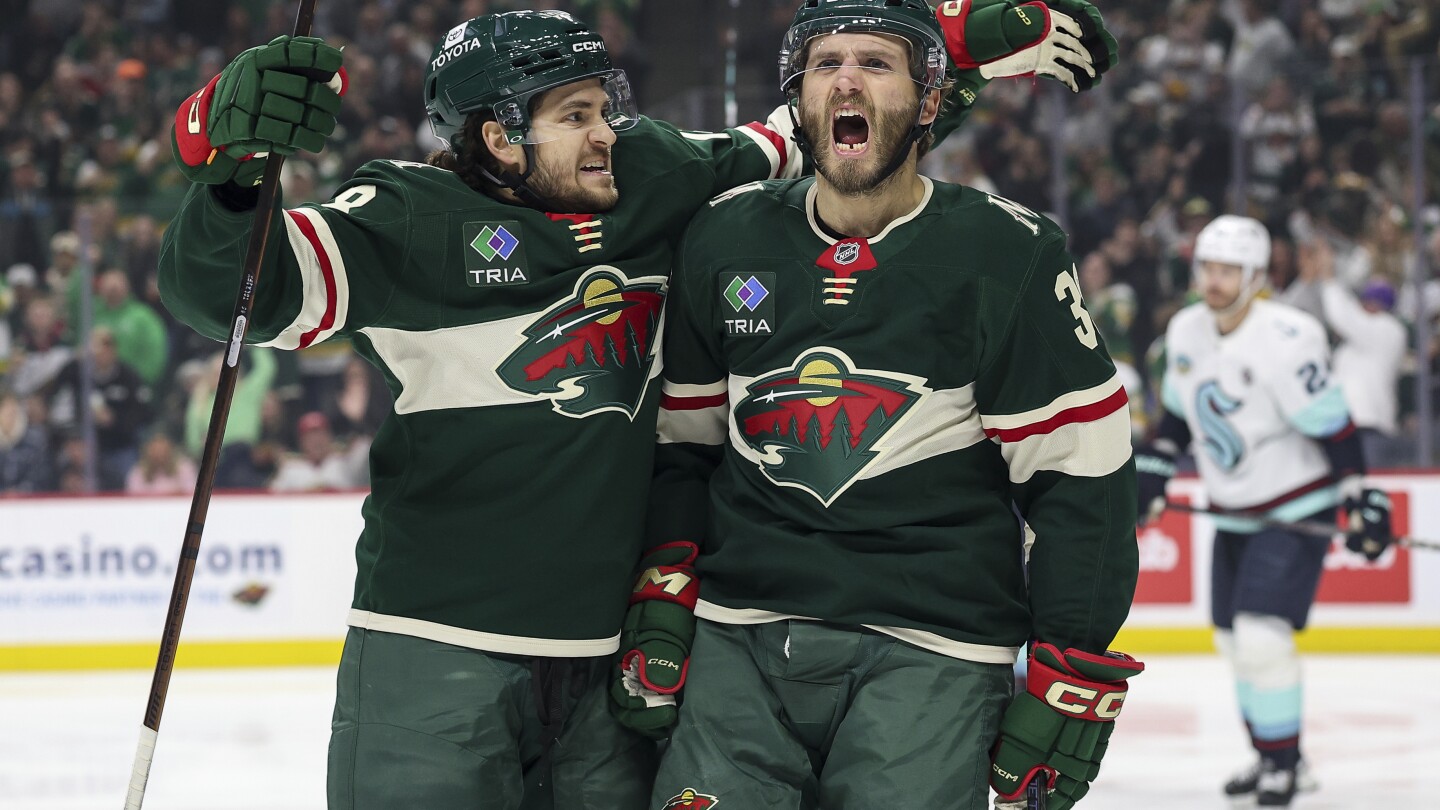 Wild score three goals in under five minutes, shut out Kraken 4-0
