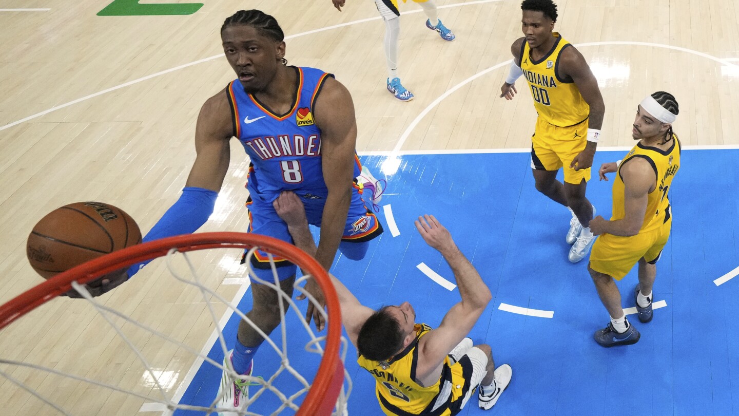 Shai Gilgeous-Alexander gets help in Game 2 as Thunder roll past Pacers to even NBA Finals