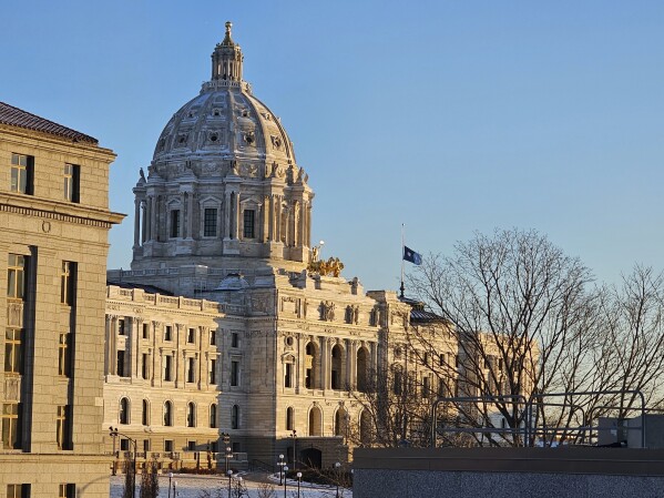 The Minnesota Capitol is shown, Tuesday, Jan. 14, 2025, on the opening day of the state's legislative session in St. Paul, Minn. (AP Photo/Steve Karnowski)