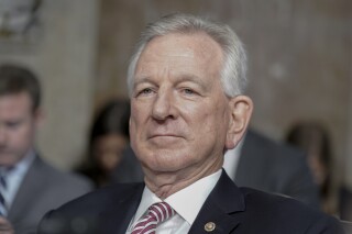 FILE - Sen. Tommy Tuberville, R-Ala., listens during the Senate Armed Services Committee hearing to examine the nomination of Army Lt. Gen. Randy George to be reappointment to the grade of general and to be Chief of Staff of the Army, July 12, 2023, on Capitol Hill in Washington. Tuberville is waging an unprecedented campaign to try and change Pentagon abortion policy by holding up hundreds of military nominations and promotions, leaving key positions unfilled and raising concerns at the Pentagon about military readiness. (AP Photo/Mariam Zuhaib, File)