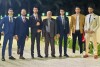 In this photo provided by the family, Mohanad Al-Agha, second from left, stands with his brothers and father, Amin al-Agha, center, on Oct. 5, 2023 during the wedding of Hamid al-Agha, third from left. Days later, everyone in the photo, except the groom and Mohamed al-Agha, second from right, were killed in an airstrike on the family home in western Khan Younis on Oct. 11, 2023. (Courtesy al-Agha family via AP)