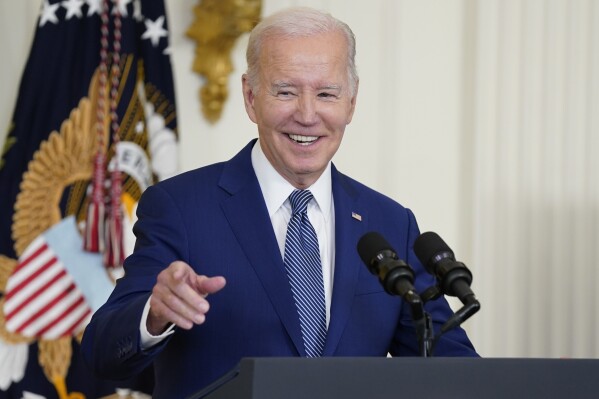 President Joe Biden speaks during an event about high speed internet infrastructure, in the East Room of the White House, Monday, June 26, 2023, in Washington. (AP Photo/Evan Vucci)