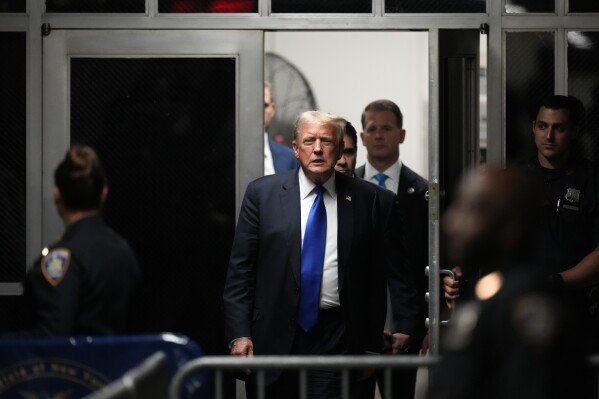 Former President Donald Trump returns to the courtroom at Manhattan Criminal Court, Thursday, May 30, 2024, in New York. (AP Photo/Seth Wenig, Pool)