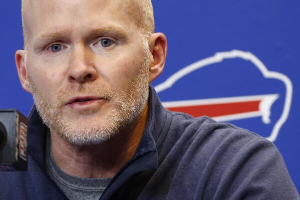 Buffalo Bills head coach Sean McDermott speaks with the media, Thursday Jan. 5, 2023, in Orchard Park, N.Y. Bills safety Damar Hamlin was taken to the hospital after collapsing on the field during the Bill's NFL football game against the Cincinnati Bengals on Monday night. (AP Photo/Jeffrey T. Barnes)