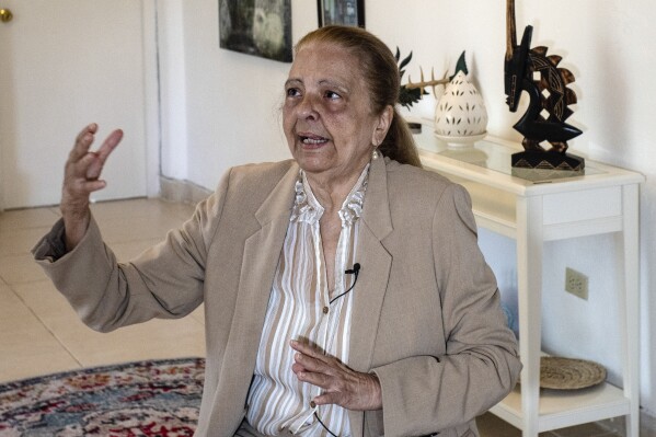 Cuban dissident Martha Beatriz Roque Cabello gives an interview in Havana, Cuba, Friday, Feb. 23, 2024. The U.S. State Department announced on March 1, 2024, that Roque will be awarded the 2024 International Women of Courage Award. (AP Photo/Ramon Espinosa)