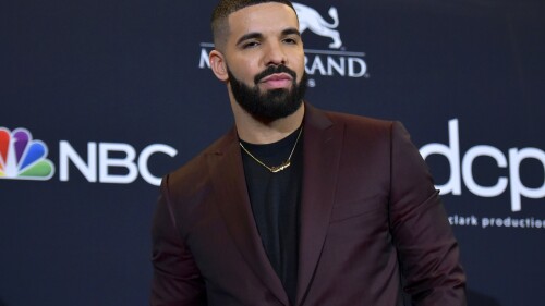 FILE - Drake poses at the Billboard Music Awards in Las Vegas on May 1, 2019. Drake says his new album, “For All the Dogs,” may drop in a couple of weeks. His announcement came during a tour stop at the sold-out Barclays Center Thursday night in the Brooklyn borough of New York. (Photo by Richard Shotwell/Invision/AP, File)