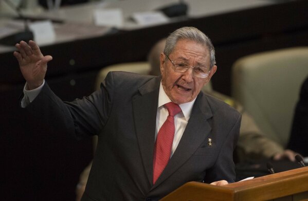 
              Cuba's former president Raul Castro delivers a speech after Miguel Diaz-Canel was elected as the island nation's new president, at the National Assembly in Havana, Cuba, Thursday, April 19, 2018. Castro left the presidency after 12 years in office when the National Assembly approved Diaz-Canel's nomination as the candidate for the top government position. (AP Photo/Desmond Boylan)
            