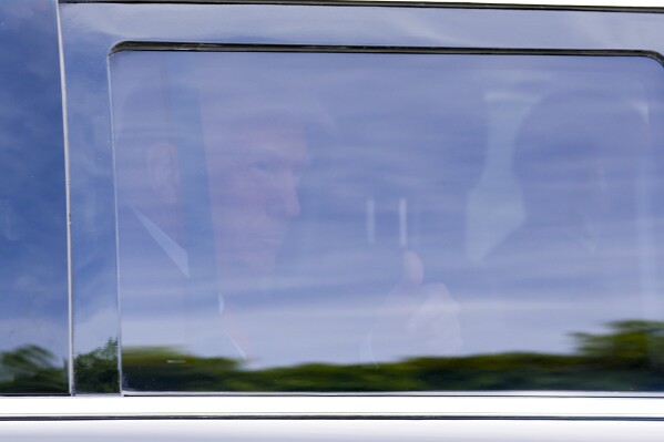 Former President Donald Trump arrives at Trump National Doral resort in Doral, Fla., Monday, June 12, 2023. (AP Photo/Gerald Herbert)