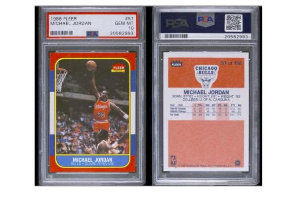 This undated photo provided by the U.S. Attorney's office, shows a counterfeit Michael Jordan basketball card prosecutors say was one of several traded and sold by a Colorado man. Prosecutors in New York say 82-year-old Mayo Gilbert McNeil made more than $800,000 off the scheme over four years. (U.S. Attorney Eastern District of New York via AP)