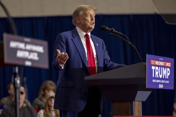 Republican presidential candidate former President Donald Trump speaks, Tuesday, April 2, 2024, at a rally in Green Bay, Wis. (AP Photo/Mike Roemer)