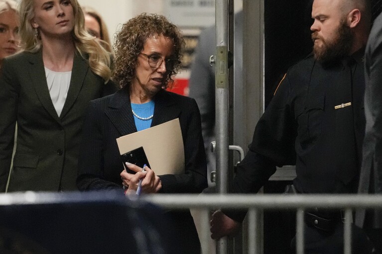 FILE - Donald Trump's defense attorney, Susan Necheles, returns to the courtroom at Manhattan criminal court, April 16, 2024, in New York. A former Brooklyn prosecutor, Necheles is a respected New York City defense lawyer who represented Donald Trump's company at its tax fraud trial last year. In the past she served as counsel to the late Genovese crime family underboss Venero Mangano, known as Benny Eggs, and defended John Gotti's lawyer, Bruce Cutler, in the early 90s. (AP Photo/Mary Altaffer, Pool, File)