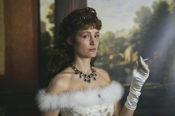 This image released by IFC Films shows Vicky Krieps as Empress Elisabeth in a scene from "Corsage." (IFC Films via AP)