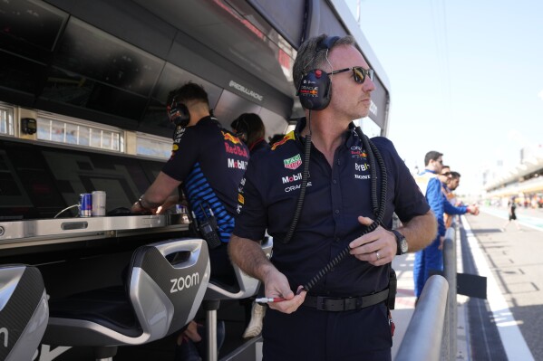 Red Bull team principal Christian Horner during the first practice session ahead of the Formula One Bahrain Grand Prix at the Bahrain International Circuit in Sakhir, Bahrain, Thursday, Feb. 29, 2024. (AP Photo/Darko Bandic)