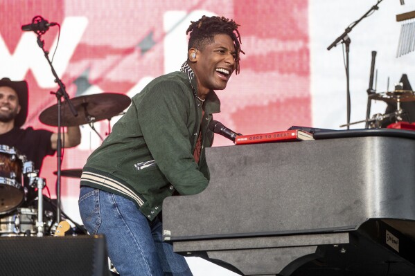 FILE - Jon Batiste performs during the Bourbon and Beyond Music Festival in Louisville, Ky., on Sept. 17, 2023. Batiste received six Grammy nominations on Friday. (Photo by Amy Harris/Invision/AP, File)