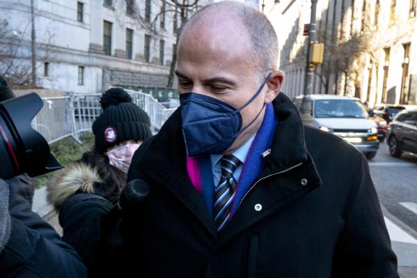 Michael Avenatti arrives to Federal court in Manhattan, Wednesday, Jan. 26, 2022, in New York. Avenatti, the once high-profile California attorney who regularly taunted then-President Donald Trump, was introduced to prospective jurors who will decide whether he cheated porn star Stormy Daniels out of hundreds of thousands of dollars. (AP Photo/Craig Ruttle)