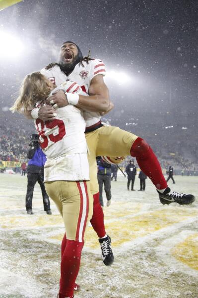 January 22, 2022: San Francisco 49ers defensive end Nick Bosa (97) during  the NFL divisional playoff football game between the San Francisco 49ers  and the Green Bay Packers at Lambeau Field in