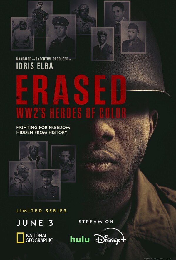 This image released by National Geographic shows promotional art for "Erased: WW2's Heroes of Color." (National Geographic via AP)