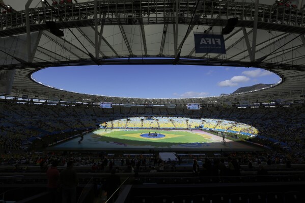 A general view of the closing ceremony before the World Cup final soccer match between Germany and Argentina at the Maracana Stadium in Rio de Janeiro, July 13, 2014. (AP Photo/Hassan Amma, File)