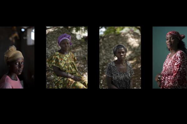 This four pictures combo shows, from left, Lama Mballow, Anta Sambou, Lucy Jarju and Fatou Janha Mboob, photographed in Serrekunda and Bansang, Gambia. (AP Photo/Leo Correa)
