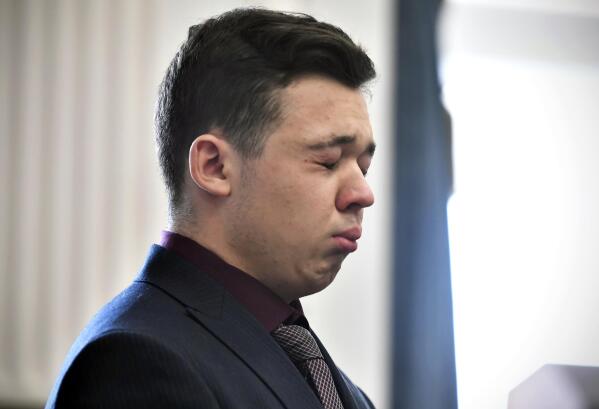 Kyle Rittenhouse closes his eyes and cries as he is found not guilty on all counts at the Kenosha County Courthouse in Kenosha, Wis., on Friday, Nov. 19, 2021. The jury came back with its verdict after close to 3 1/2 days of deliberation. (Sean Krajacic/The Kenosha News via AP, Pool)