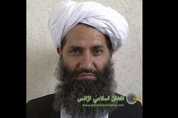 FILE - In this undated and unknown location photo, the new leader of Taliban fighters, Mullah Haibatullah Akhundzada is photographed. The Taliban's reclusive supreme leader is urging his officials to set aside their differences. Public dissent within the Taliban is rare, but some senior figures have expressed their disagreement with the leadership's decision making, especially the ban on female education. The written statement on Saturday April 6, 2024 from Hibatullah Akhundzada was published ahead of the Eid al-Fitr holiday that marks the end of Ramadan. (Afghan Islamic Press via AP, File)