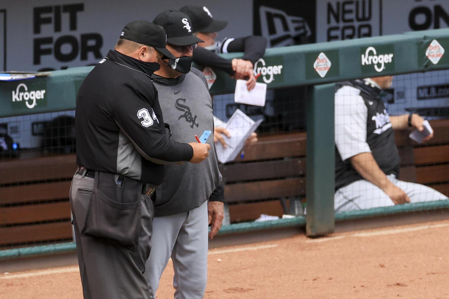 MLB umpire Gabe Morales (47) in the first inning during a baseball
