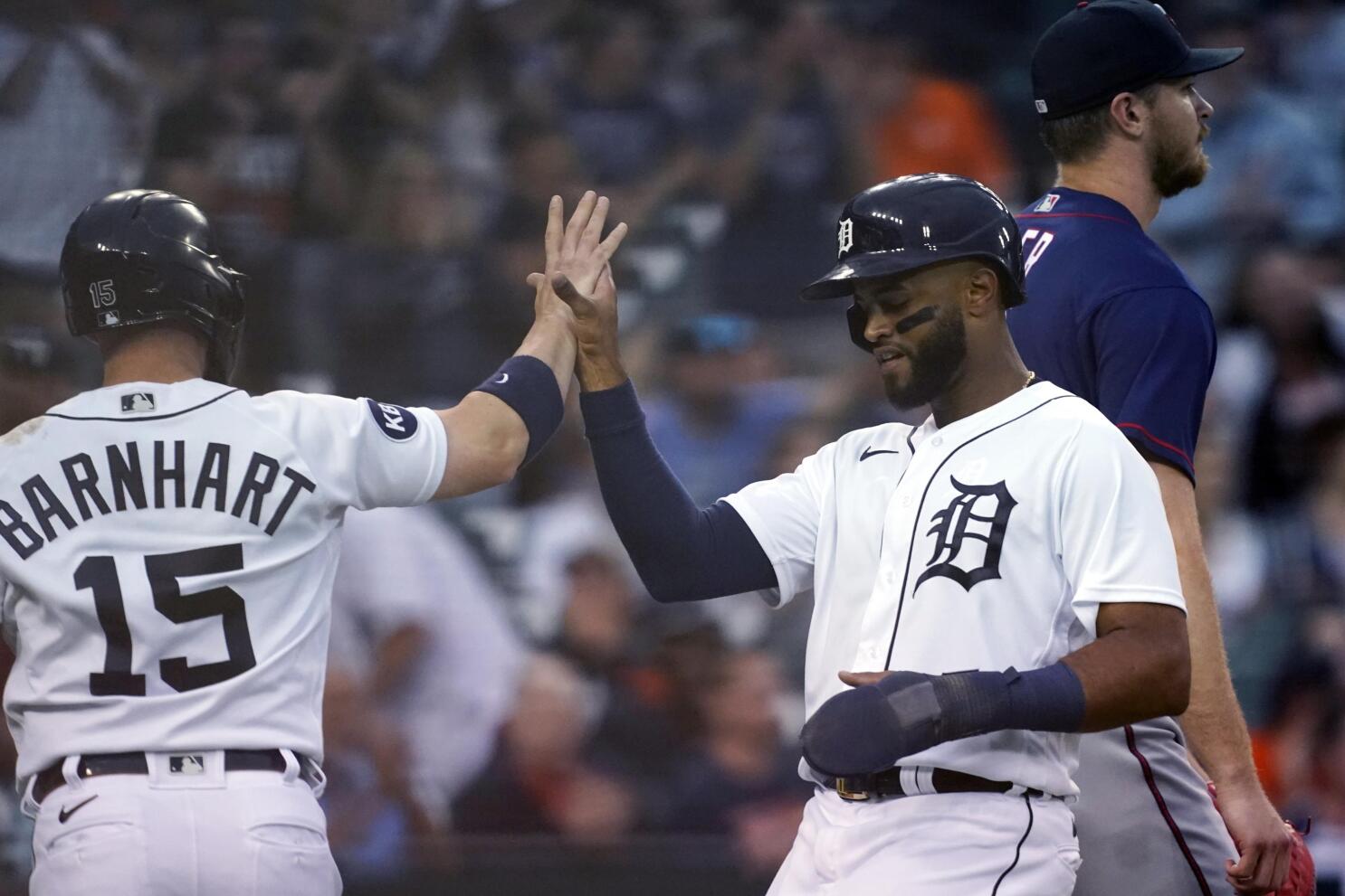 Detroit Tigers catcher Tucker Barnhart (15) before the MLB game