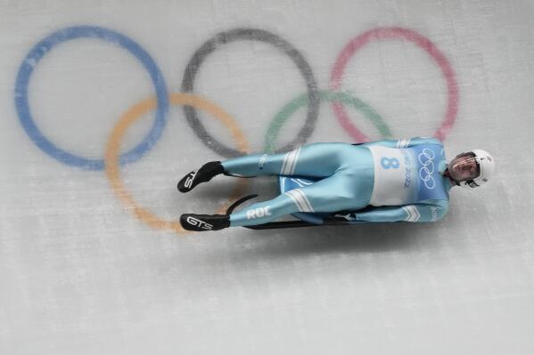 Johannes Ludwig, of Germany, slides during the luge men's single round 3 at the 2022 Winter Olympics, Sunday, Feb. 6, 2022, in the Yanqing district of Beijing.(AP Photo/Dmitri Lovetsky)