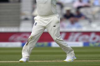 England's Ollie Robinson appeals after bowling during the first day of the Test match between England and New Zealand at Lord's cricket ground in London, Wednesday, June 2, 2021. (AP Photo/Kirsty Wigglesworth)