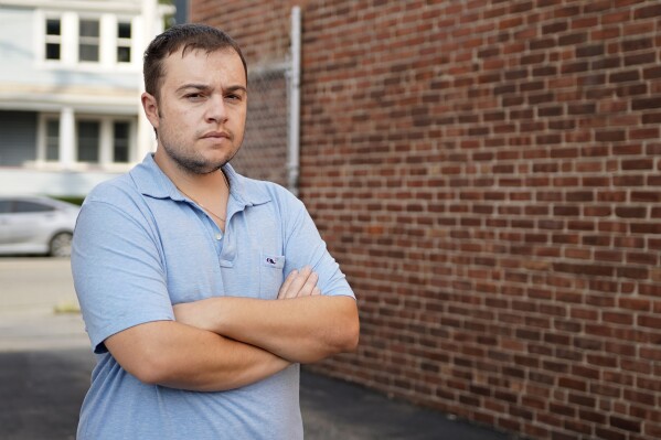 Mike Bouboulis stands for a portrait in Arlington, Mass., on Wednesday, Sept. 13, 2023. Bouboulis has taken Saxenda, Mounjaro or Ozempic, a Novo diabetes drug with the same active ingredient as Wegovy, since around 2019. In the past year after their popularity exploded, refilling a prescription involved calling five to seven pharmacies. “They all know what you’re calling for, and they all have the same answer: ‘I don’t know. We’ll see tomorrow,’" said the 35-year-old small business owner. (AP Photo/Mary Schwalm)